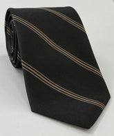 Grays Inn Striped Silk Tie UKL-2  Light Chocolate on Black - 3-fold only